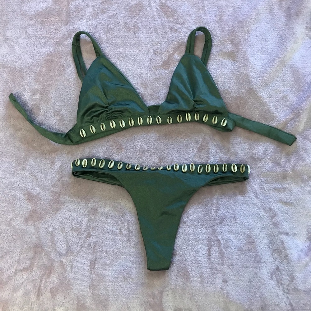 Love green + cowry Bikini Set (S)